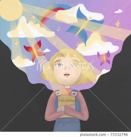 girl dreaming portrait. Baby illustration. Art portrait. 73332746