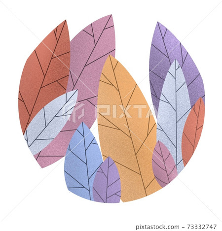Colored feathers in round window. Festive design.  73332747