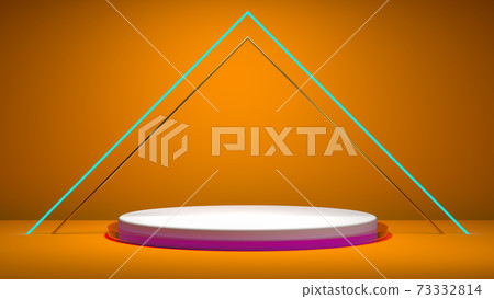 Pedestal podium. Abstract 3d concept illuminated pedestal by spotlights. Perfect image for fashion, clothes or cosmetics. Place your object or product on pedestal. 3d rendering Pedestal podium. Abstract 3d concept illuminated pedestal by spotlights. Perfect image for fashion, clothes or cosmetics. Place your object or product on pedestal. 3d rendering 73332814