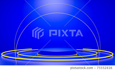 Pedestal podium. Abstract 3d concept illuminated pedestal by spotlights. Perfect image for fashion, clothes or cosmetics. Place your object or product on pedestal. 3d rendering Pedestal podium. Abstract 3d concept illuminated pedestal by spotlights. Perfect image for fashion, clothes or cosmetics. Place your object or product on pedestal. 3d rendering 73332816
