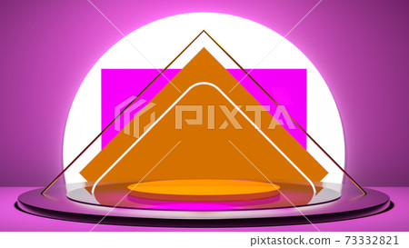Pedestal podium. Abstract 3d concept illuminated pedestal by spotlights. Perfect image for fashion, clothes or cosmetics. Place your object or product on pedestal. 3d rendering 73332821