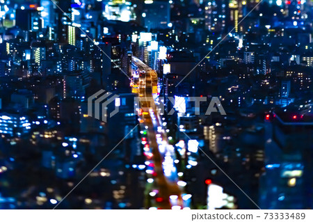 Miniature style at night Metropolitan Expressway No. 3 Shibuya Line towards Roppongi [Urban image] 73333489