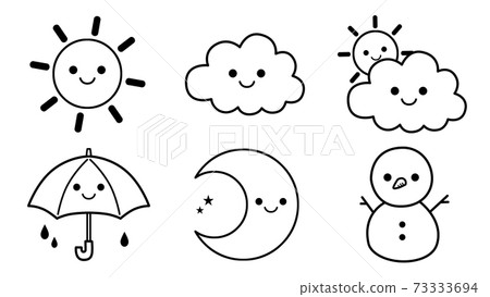 天氣標記設置黑白插圖 73333694