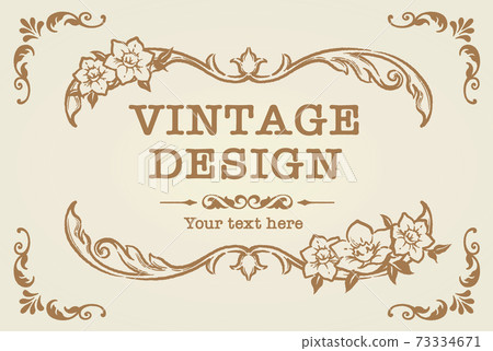 Antique decorative frame using flowers, decorative ruled design. Vector material. 73334671
