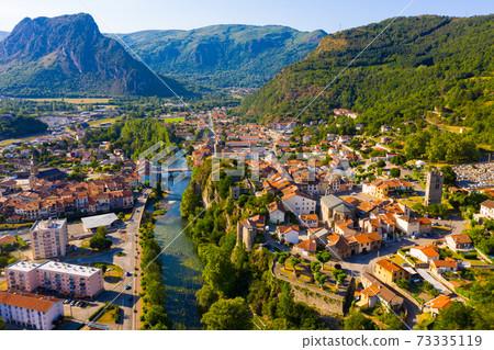 Aerial view of Tarascon-sur-Ariege Aerial view of Tarascon-sur-Ariege 73335119