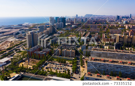 Aerial view of Diagonal Mar district, Barcelona Aerial view of Diagonal Mar district, Barcelona 73335152