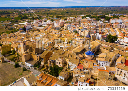 View from drone of spanish city Requena View from drone of spanish city Requena 73335239