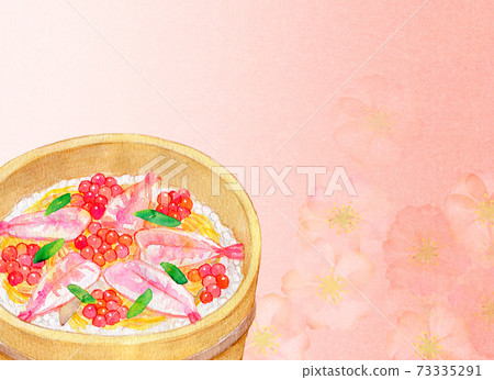 水彩插圖食品Chirashi壽司 水彩插圖食品Chirashi壽司 73335291