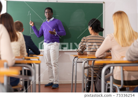 Teacher explaining new theme to adult students 73336254