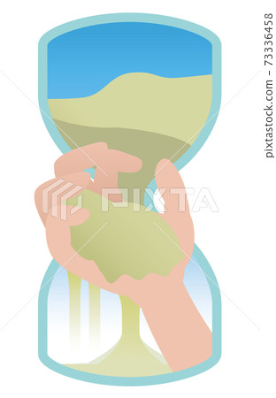 Sand spilling from the hourglass 73336458