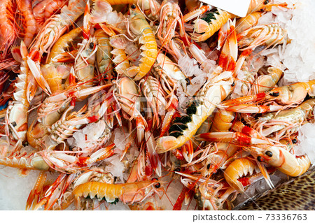 Langoustines on counter 73336763