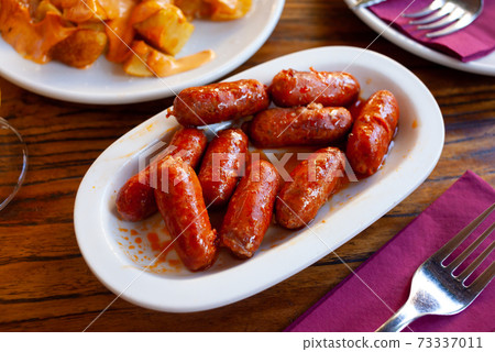 Spanish appetizer, mini chorizo de Navarra 73337011