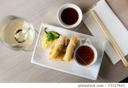 served harumaki dish served harumaki dish 73337683