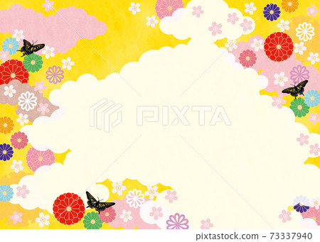 Japanese pattern background-cherry blossoms and butterflies 1 tech Japanese pattern background-cherry blossoms and butterflies 1 tech 73337940