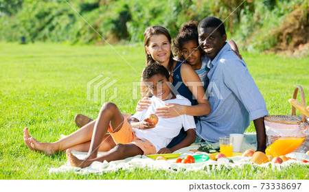 Portrait of family on picnic 73338697