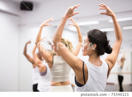 Row of female ballet dancers in studio Row of female ballet dancers in studio 73340121