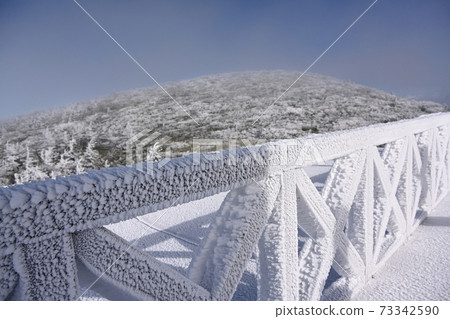 地藏山町站的露台上的霧冰 73342590