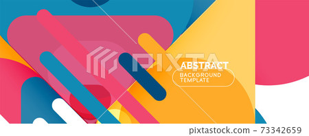 Modern geometric round shapes and dynamic lines, abstract background. Vector illustration for placards, brochures, posters and banners 73342659