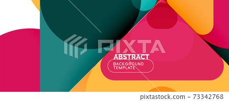 Flat geometric round shapes and dynamic lines, abstract background. Vector illustration for placards, brochures, posters and banners 73342768