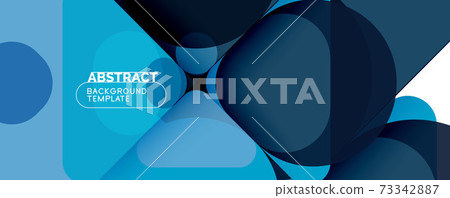 Flat geometric round shapes and dynamic lines, abstract background. Vector illustration for placards, brochures, posters and banners 73342887