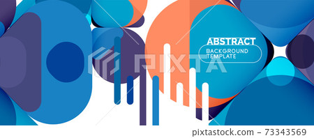 Modern geometric round shapes and dynamic lines, abstract background. Vector illustration for placards, brochures, posters and banners 73343569
