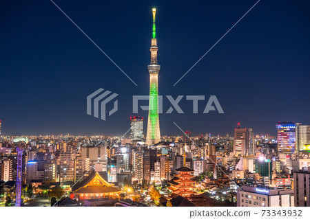 《Tokyo》 Night view of Asakusa / Sky Tree 73343932