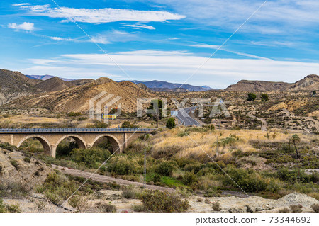Tabernas desert, Desierto de Tabernas near Almeria, andalusia region, Spain 73344692