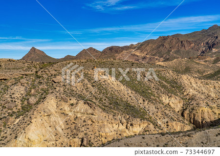 Tabernas desert, Desierto de Tabernas near Almeria, andalusia region, Spain 73344697