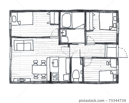 3KDK floor plan with furniture 73344739