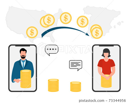 Online Banking Mobile Money Transfer People Map 73344956