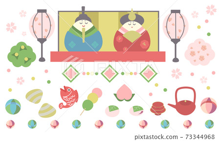 日本文化的“ Hinamatsuri”的插圖集 73344968