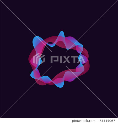 Music sound wave with glowing neon colors isolated on black background 73345067