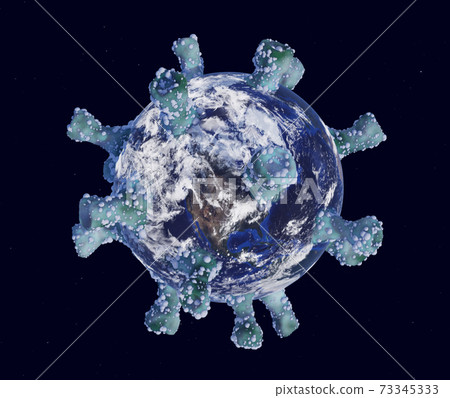The planet Earth transform to virus, COVID-19 attack the world. Coronavirus concept, 3d render 73345333