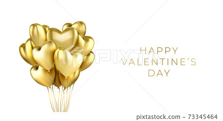 A bunch of heart shaped helium balloons realistic on a horizontal banner A bunch of heart shaped helium balloons realistic on a horizontal banner 73345464