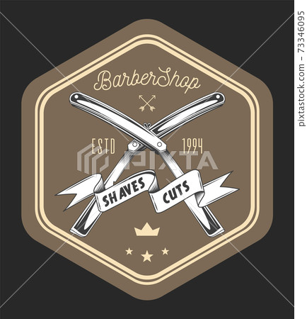 Barbershop salon wooden signboard with... - Stock Illustration ...