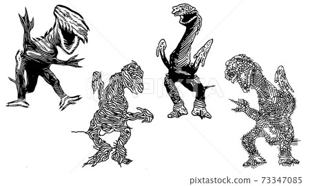 4 monster line art - Stock Illustration [73347085] - PIXTA