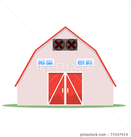 Barn house on a white background with red roof... - Stock Illustration ...