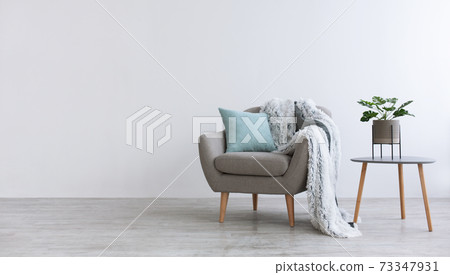 Minimalist interior of bedroom, cabinet or living room 73347931