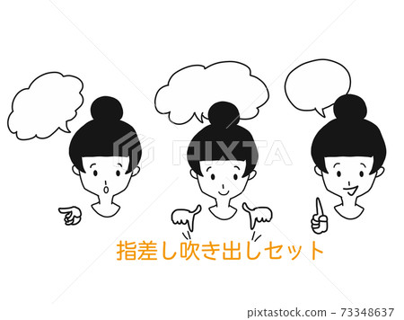 Monochrome female face only pointing balloon set Monochrome female face only pointing balloon set 73348637