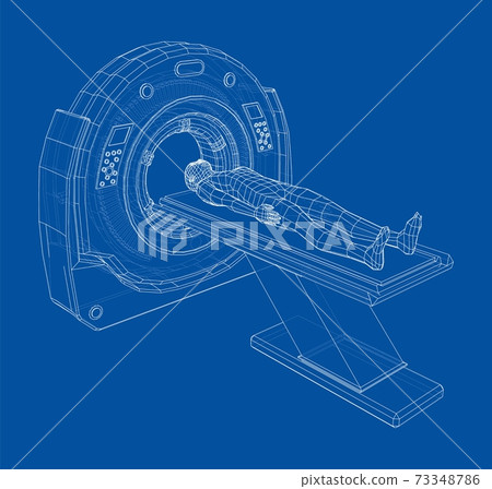 MRI machine scanning patient inside. Vector 73348786