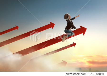 businessman child on sunset background businessman child on sunset background 73348891