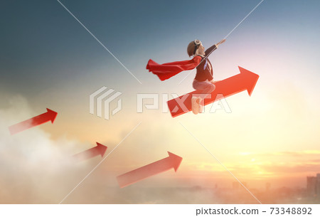 businessman child on sunset background businessman child on sunset background 73348892