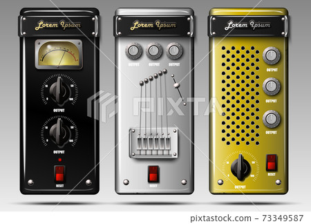 Realistic virtual equalizers and compressors. Vector. Realistic virtual equalizers and compressors. Vector. 73349587