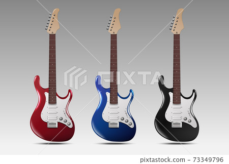 Set of realistic electric guitars. Vector. 73349796