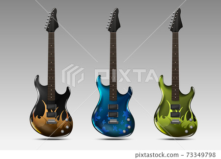 Set of realistic electric guitars. Vector. Set of realistic electric guitars. Vector. 73349798