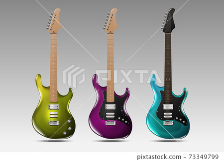 Set of realistic electric guitars. Vector. 73349799