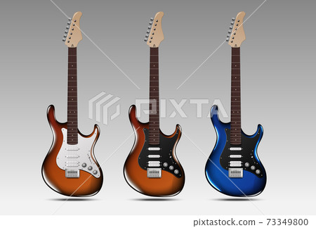 Set of realistic electric guitars. Vector. 73349800