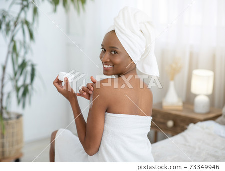 Anti-aging body care, moisturizing and stay at home during lockdown 73349946