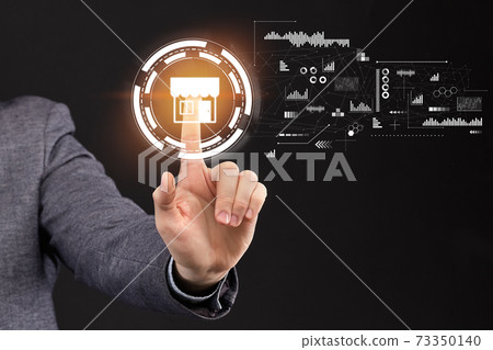 Store management concept with abstract icons and graphics. 73350140