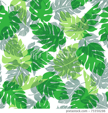 Seamless pattern of abstract tropical plants, Seamless pattern of abstract tropical plants, 73350286